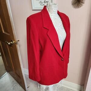 New Summit Hill Petite Collection Red Cashmere blend 14 jacket blazer